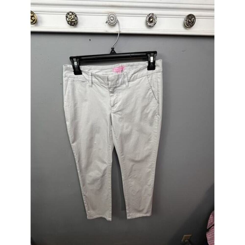 Lilly‎ Pulitzer Pants Womens size 0 Light Khaki Beige Stretch Trouser Basic